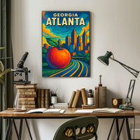 Atlanta Skyline and Peach Poster