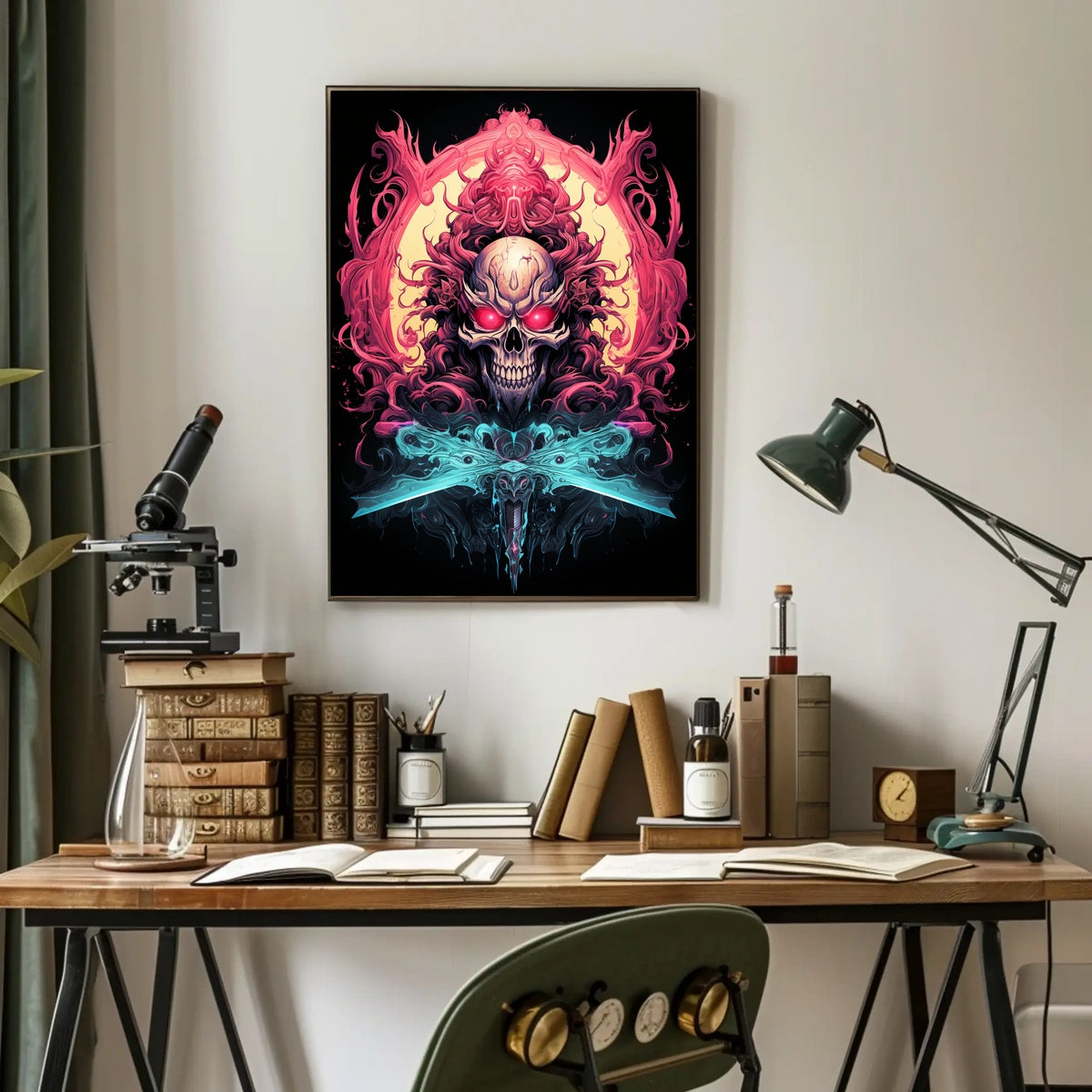 Menacing Skull Artistic Design Abstract Poster