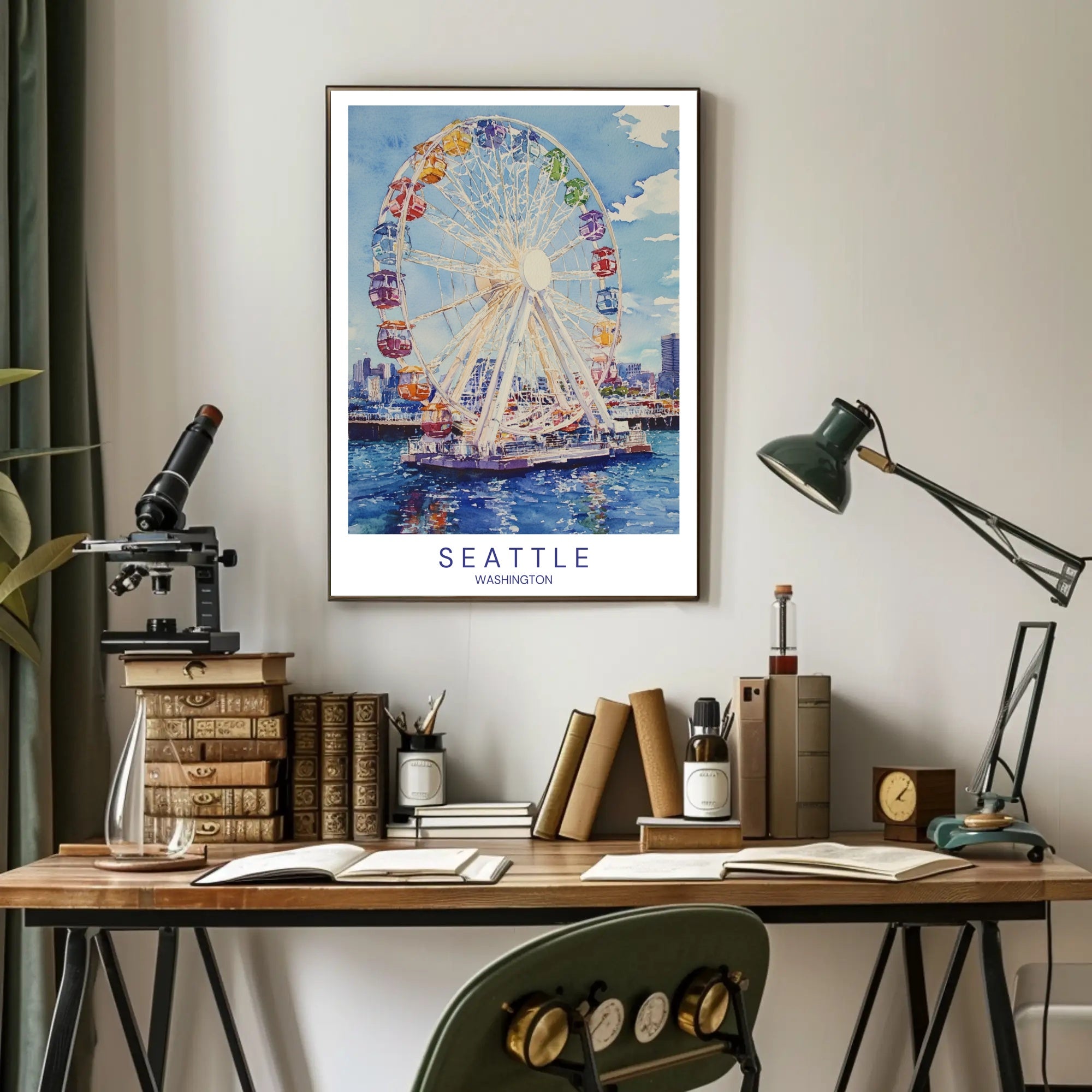 Seattle Ferris Wheel Poster PosterGoat