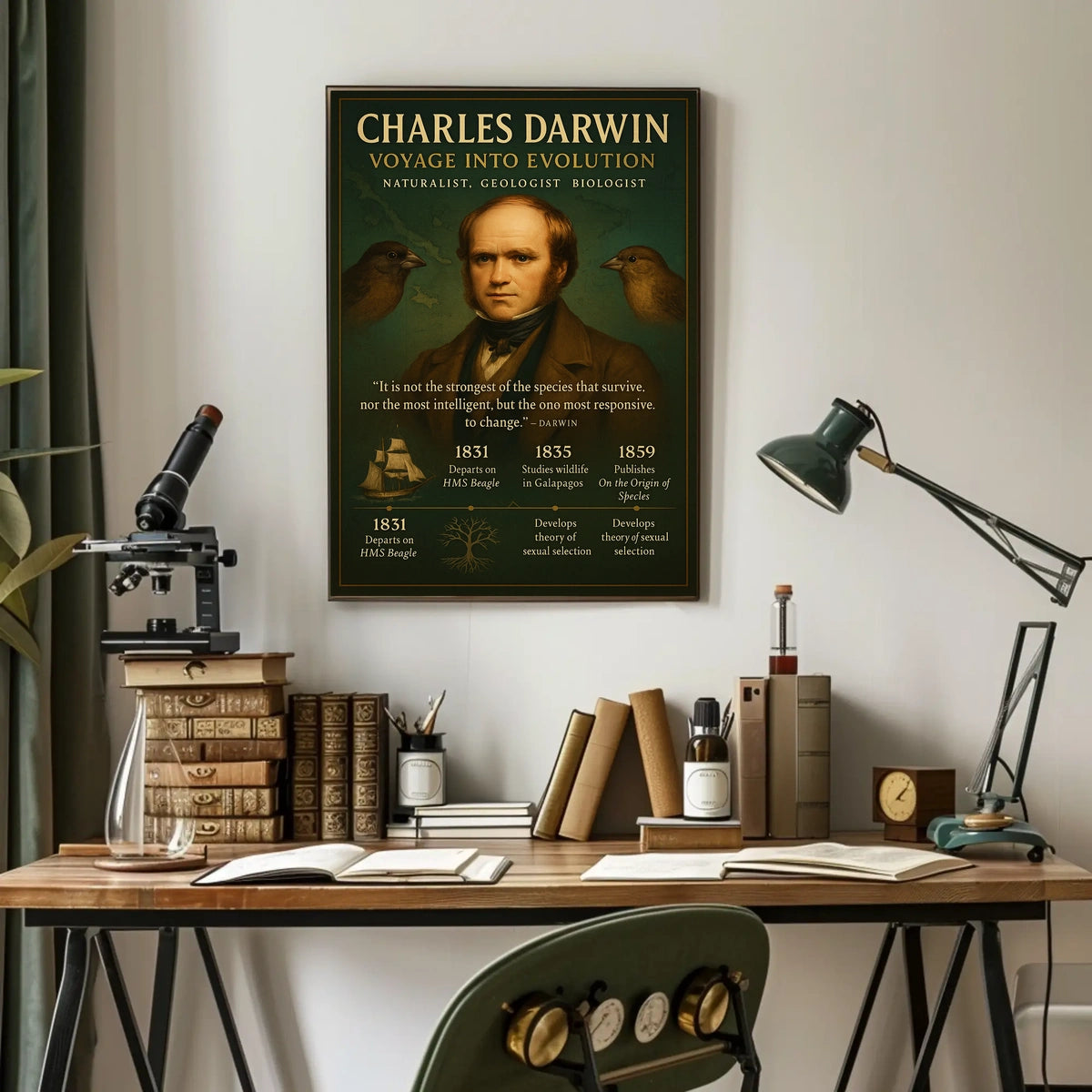 Charles Darwin Voyage into Evolution Poster