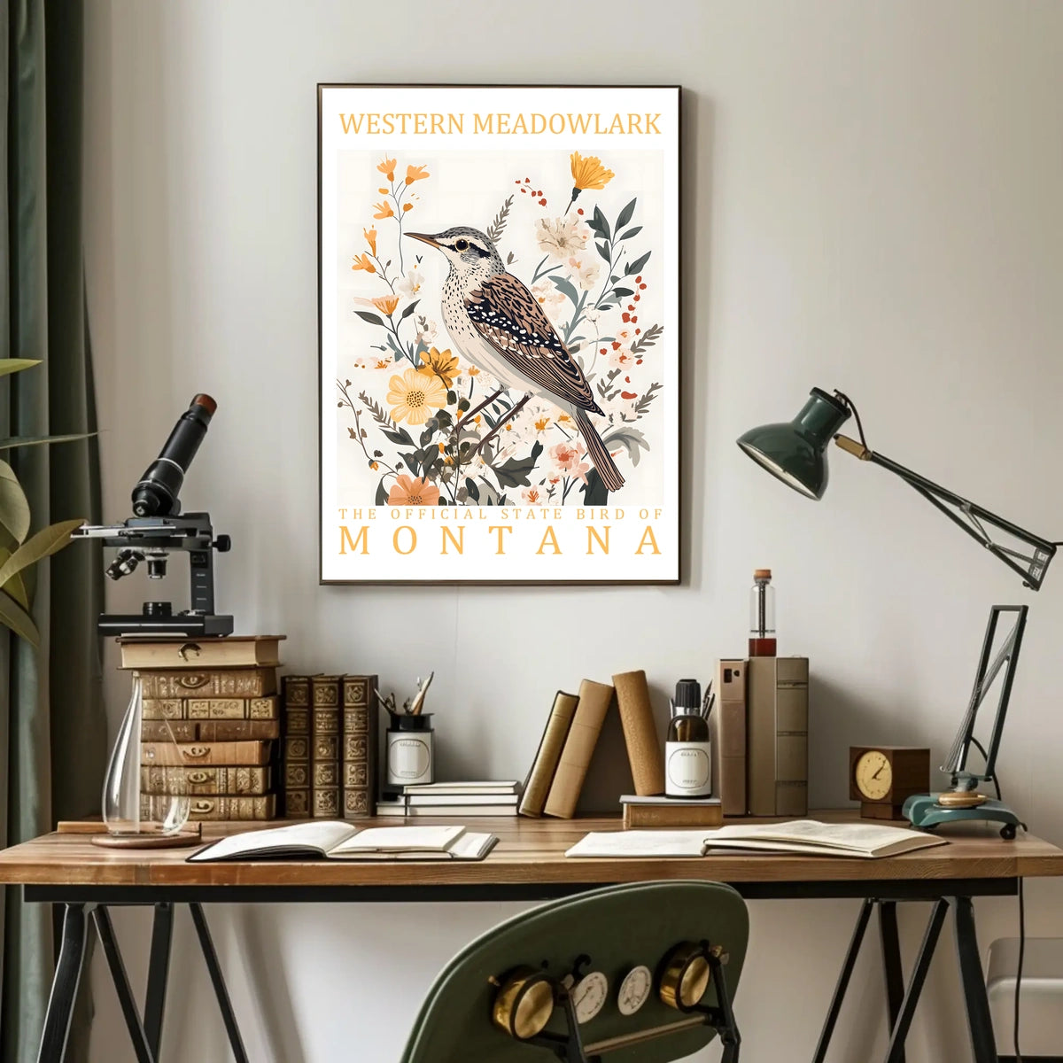 Western Meadowlark Montana State Bird Art Poster