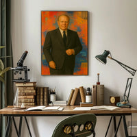 Vibrant Abstract Geometric Man in Suit Artistic Poster