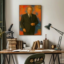 Vibrant Abstract Geometric Man in Suit Artistic Poster