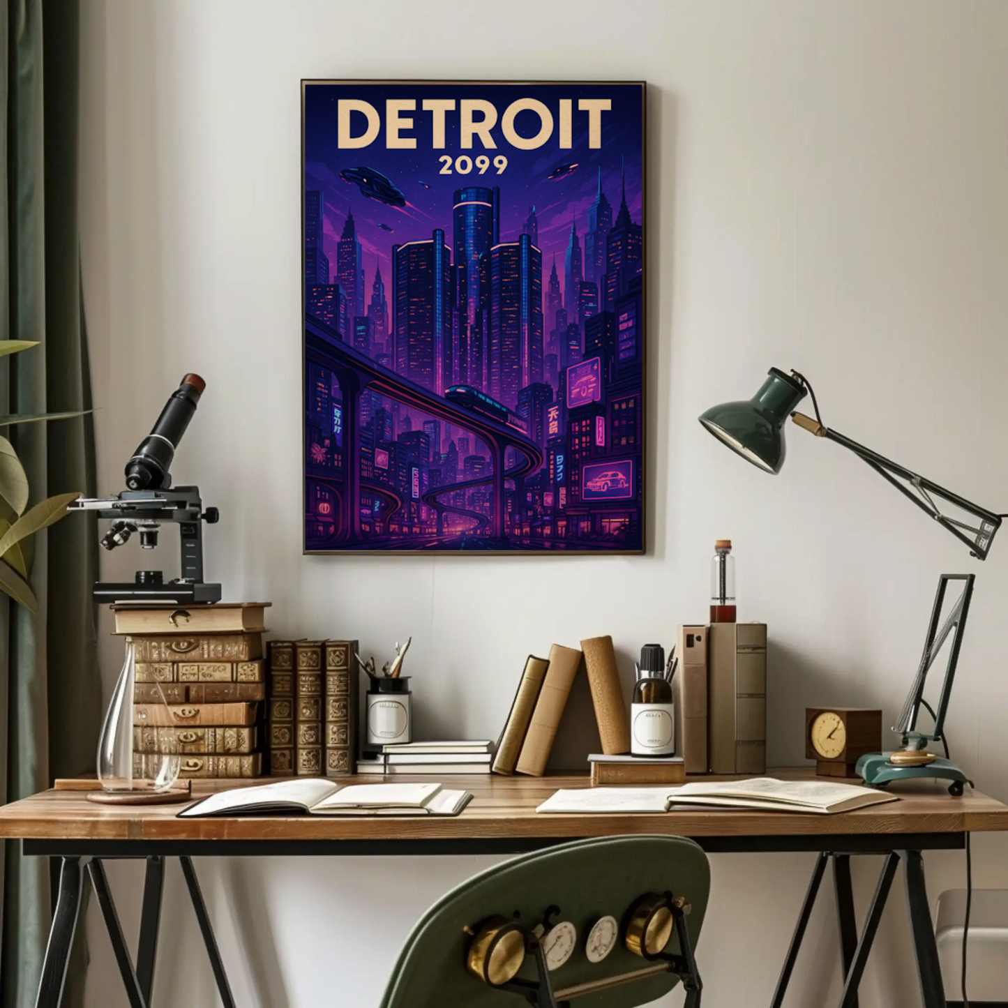 Detroit 2099: A Neon Dream Travel Poster