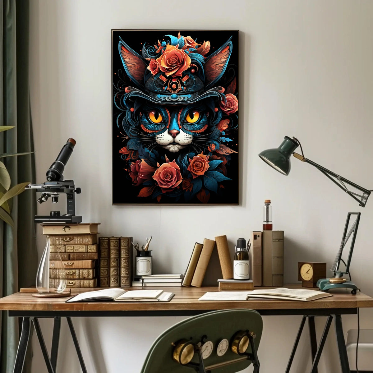 Whimsical Cat Art in Fantasy or Mythology Poster