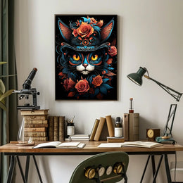 Whimsical Cat Art in Fantasy or Mythology Poster