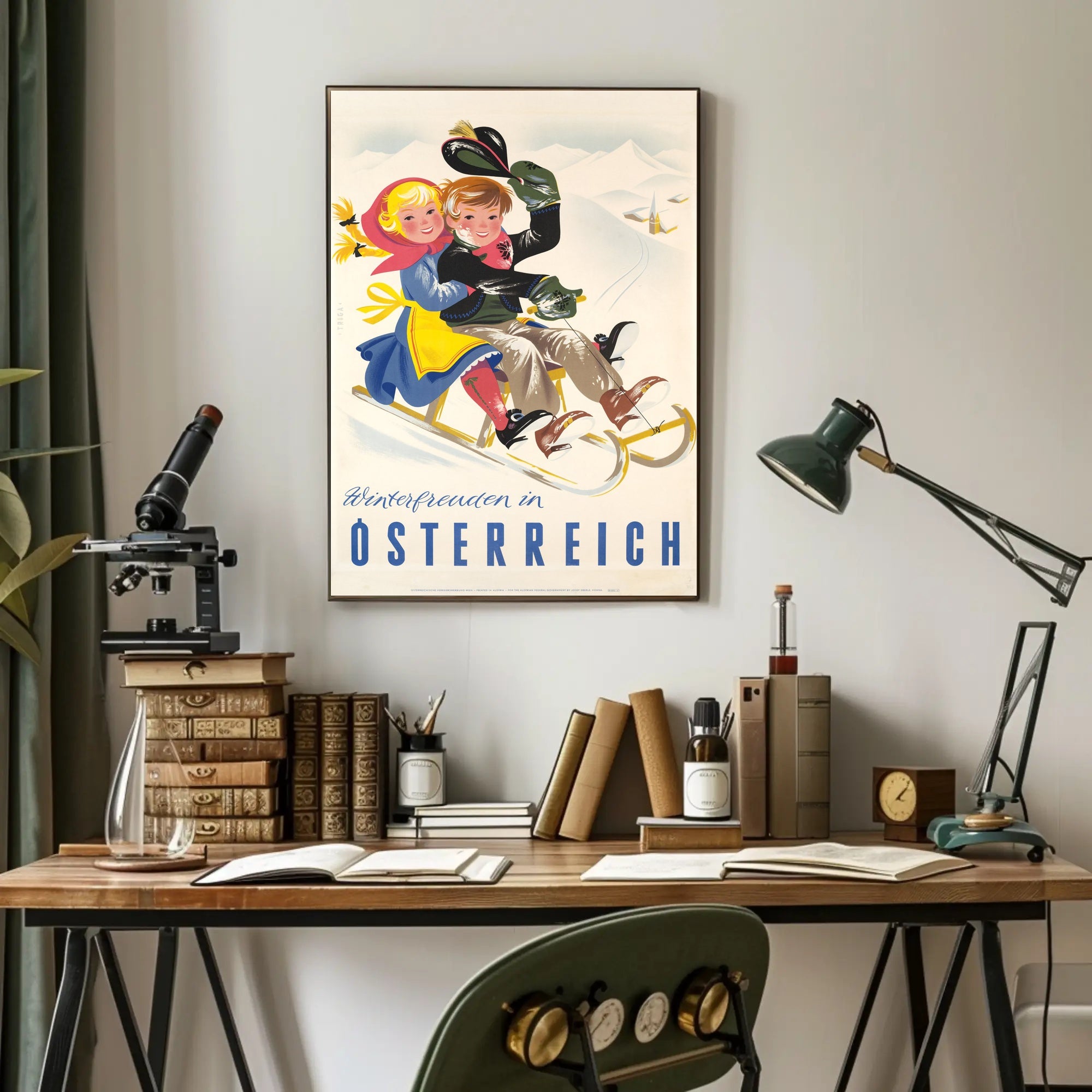 Winter Fun in Austria Vintage Travel Poster PosterGoat