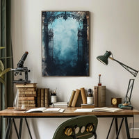 Gothic Wrought Iron Gate Mysterious Atmosphere Artistic Poster