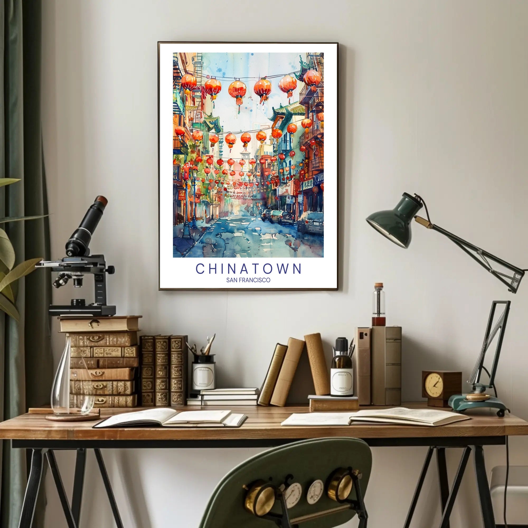 Chinatown San Francisco Watercolor Urban or Cityscape Poster PosterGoat