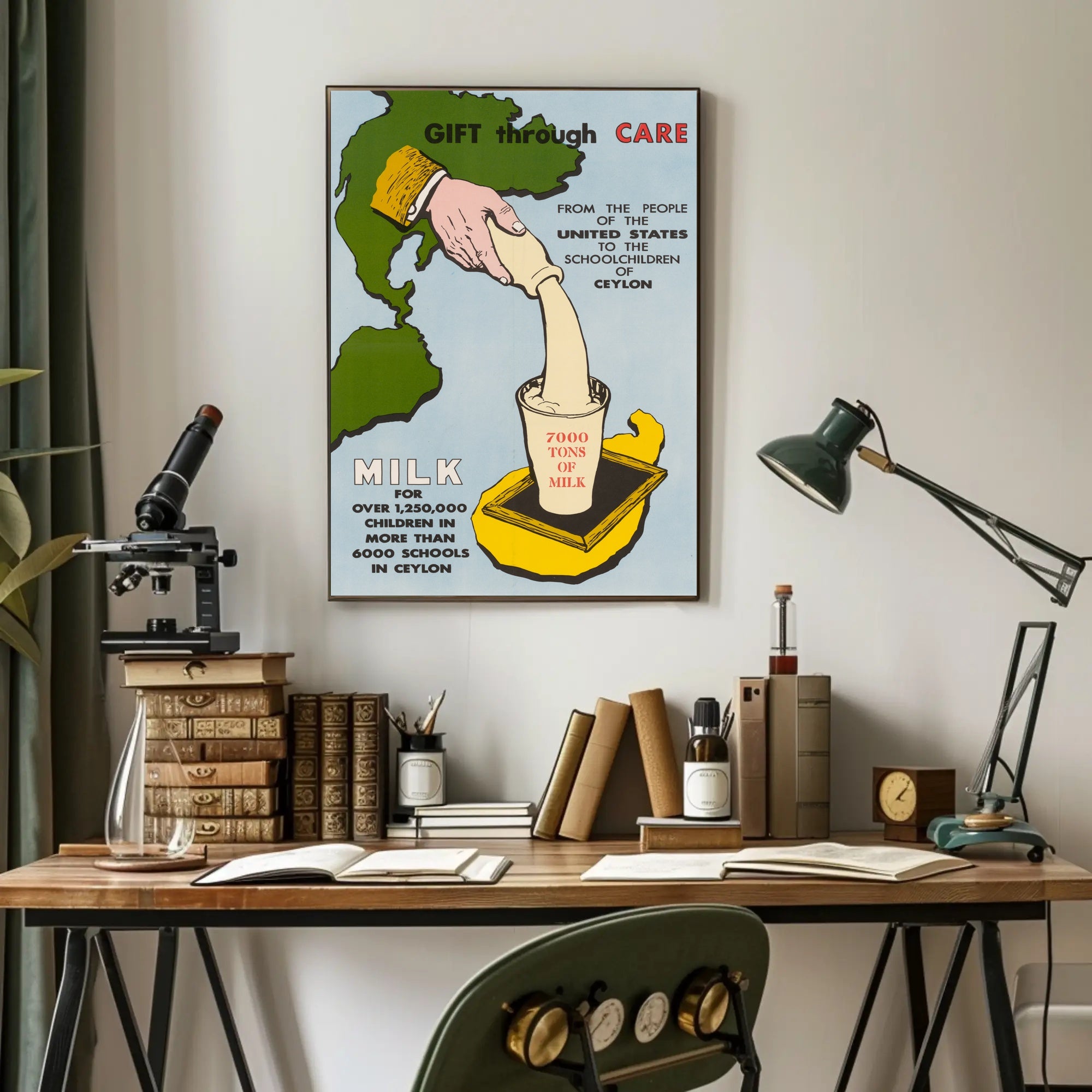 Humanitarian Aid Milk Initiative Vintage Educational or Infographic Poster PosterGoat