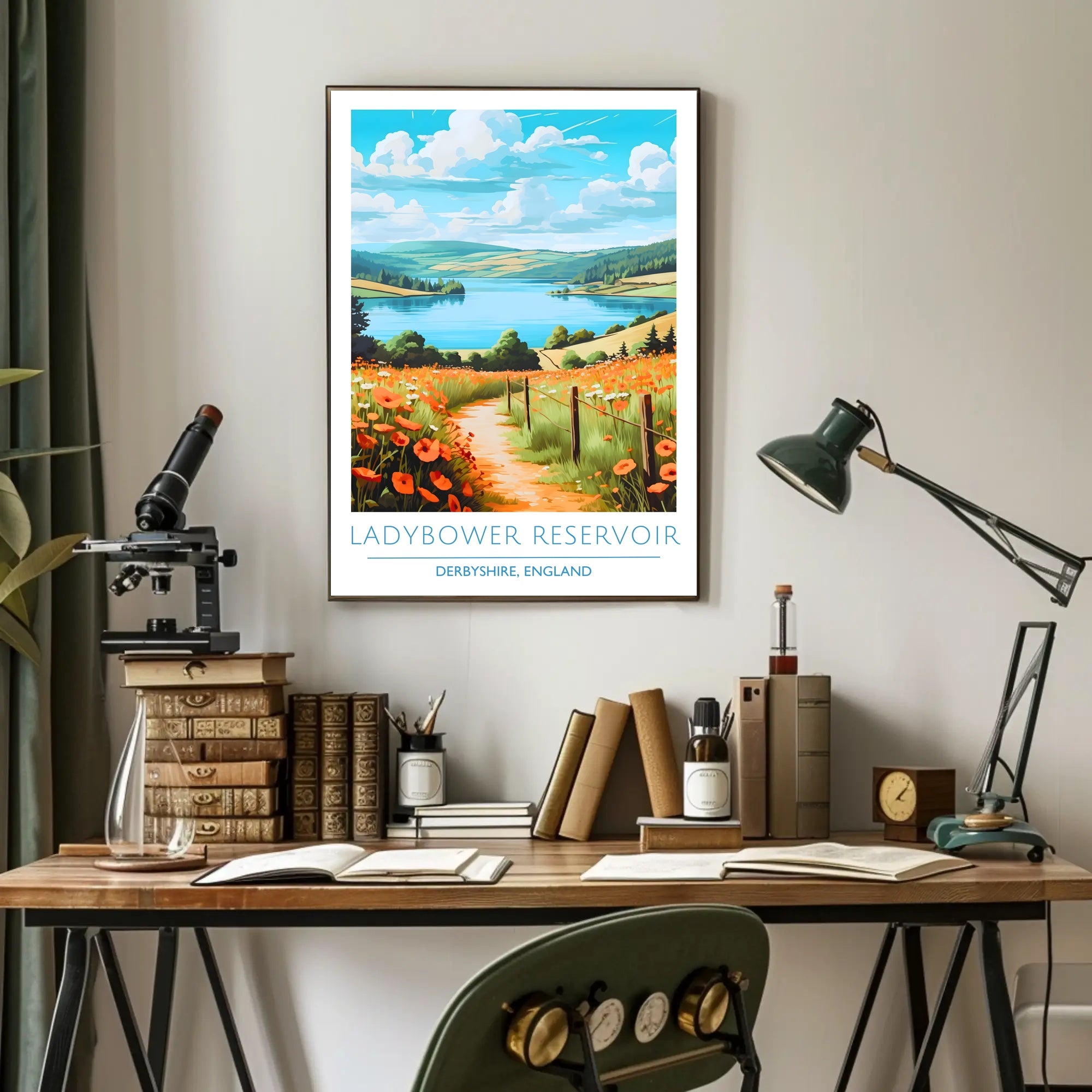 Ladybower Reservoir England Scenic Travel Poster