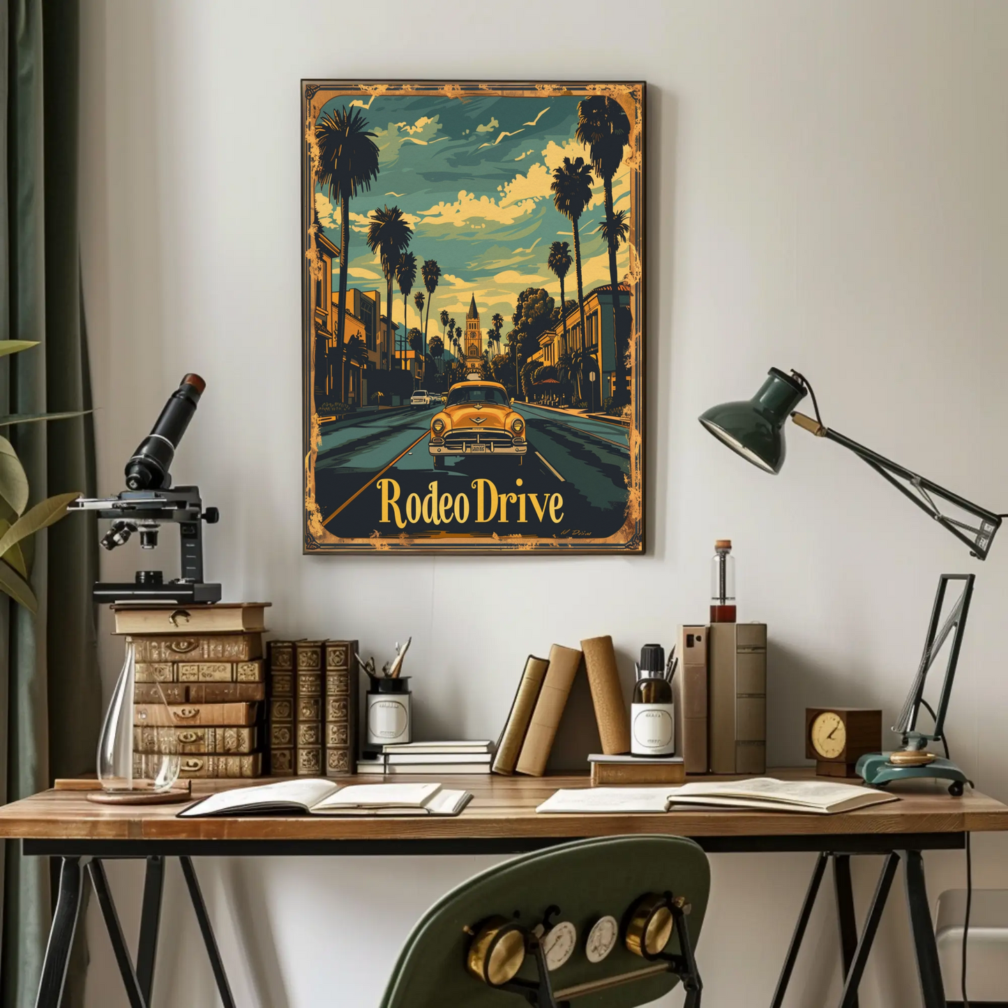 Rodeo Drive Vintage Car Beverly Hills Travel Poster