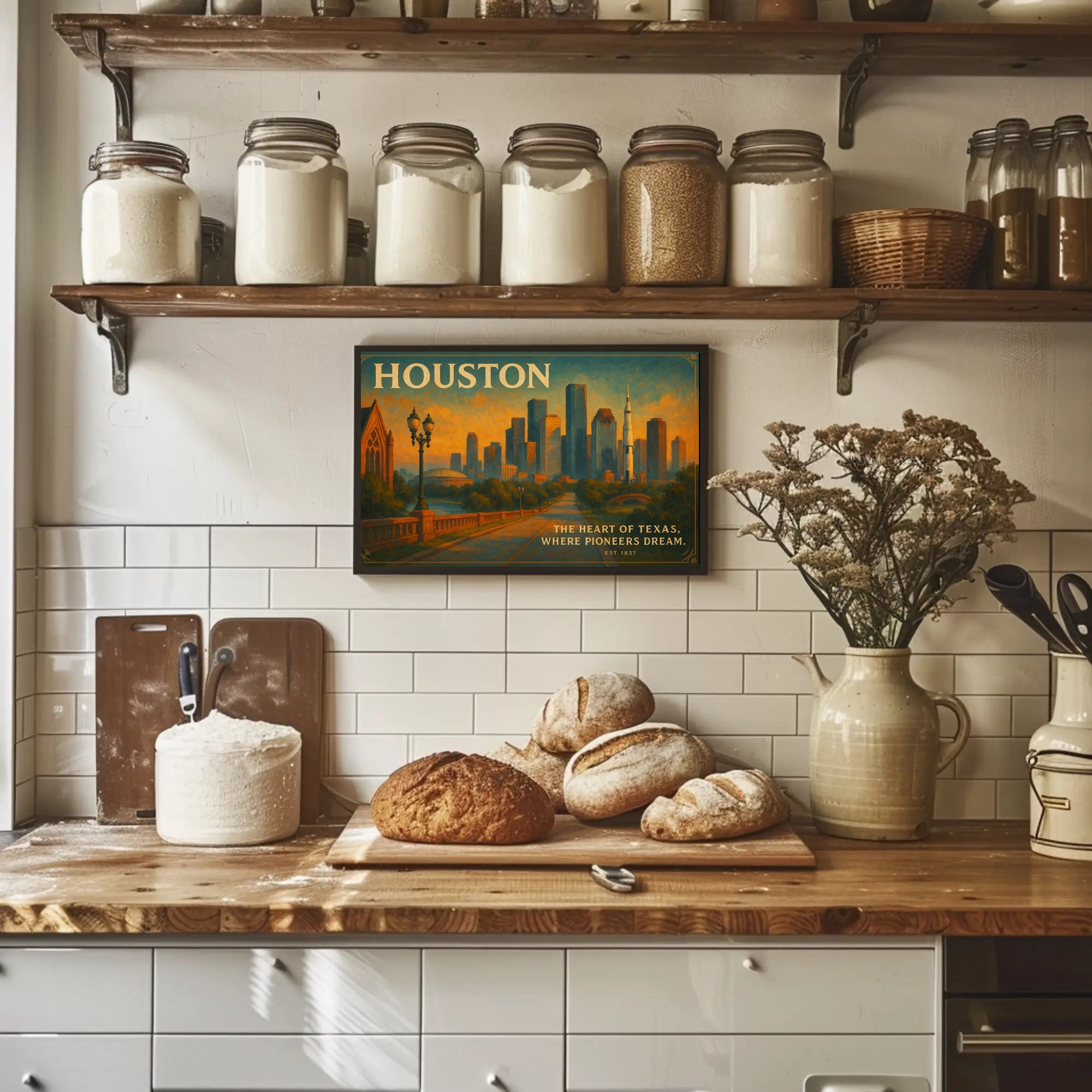 Houston Travel Poster: The Heart of Texas Art