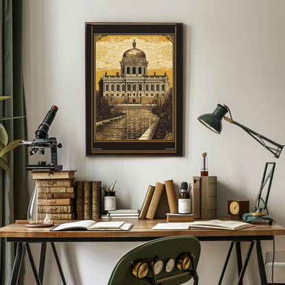 Baroque Palace Reflection Canal Scene Travel Poster