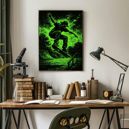 Dynamic Skateboarder Performing Trick Sports Poster