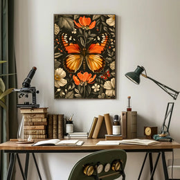 Vibrant Butterfly and Flowers Decorative Animal Poster