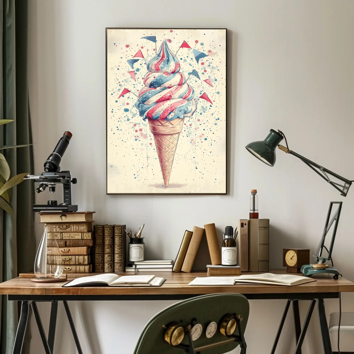 Colorful Ice Cream Swirl Pop Art Decor Print Poster