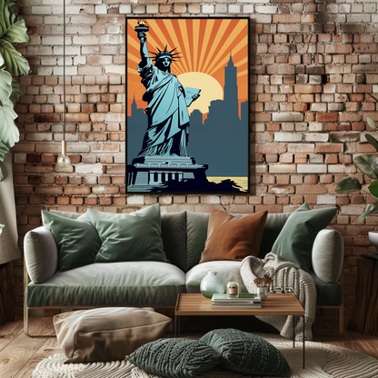 Statue of Liberty New York Vintage Travel Poster