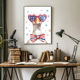 Goose With American Flag Sunglasses Illustration Poster