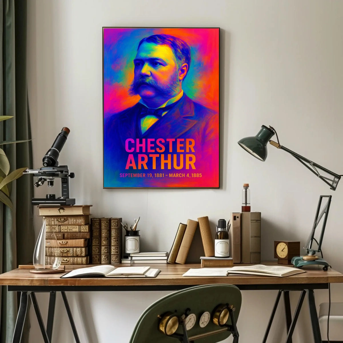 Chester A. Arthur 21st President of the United States Neon Gradient Overlay Poster