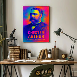 Chester A. Arthur 21st President of the United States Neon Gradient Overlay Poster