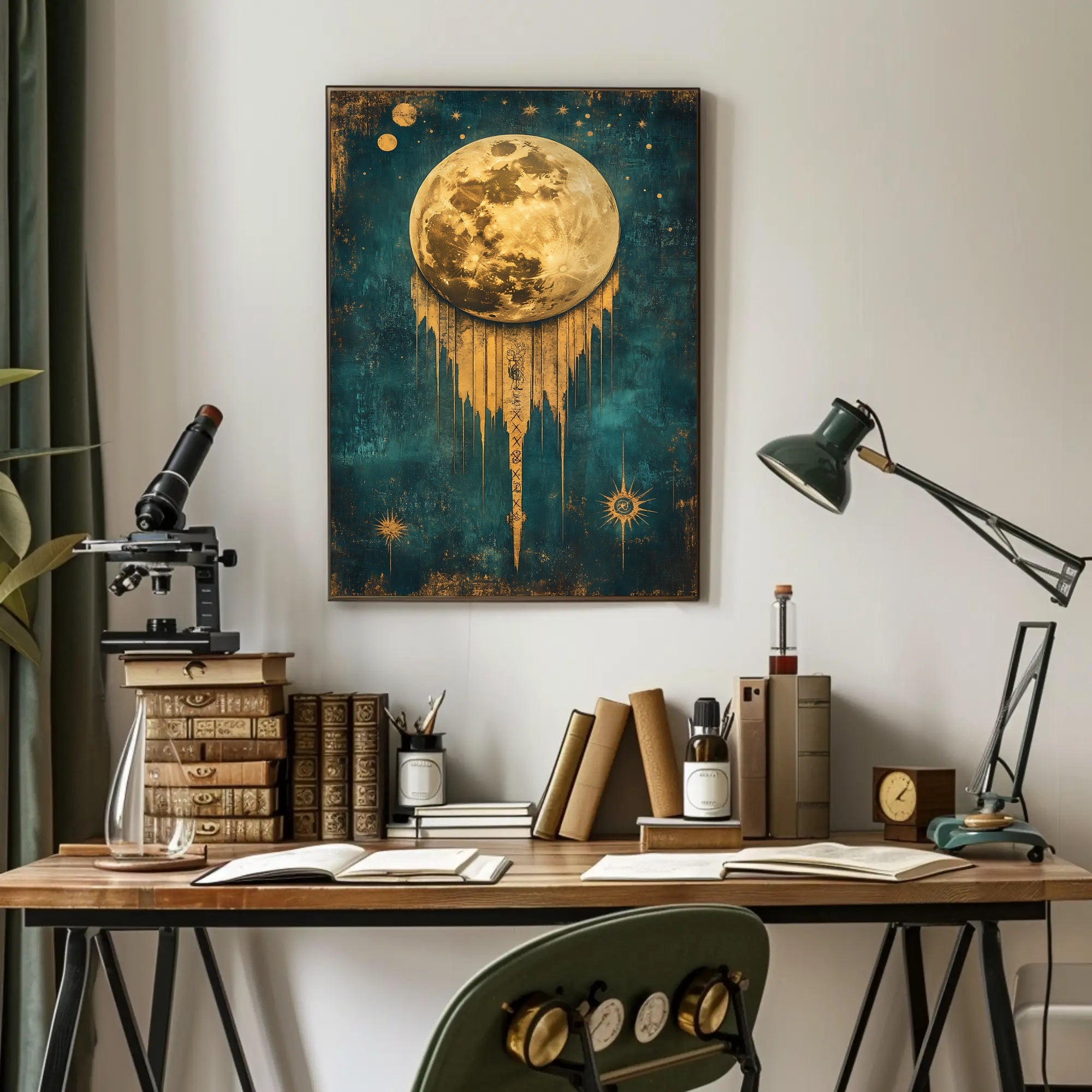 Golden Moon Surreal Artistry Space or Astronomy Poster