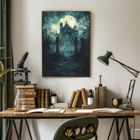 Haunted Manor Under The Moonlight Poster