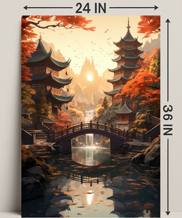Tranquil Autumn In A Japanese Garden Poster
