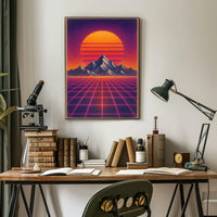 Vibrant Retrofuturistic Synthwave Sunset Futuristic Sci-Fi Poster