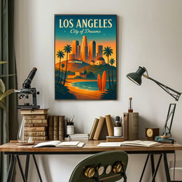 Los Angeles Dreamscape Vintage Travel Poster Art