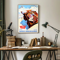 Montreux-Oberland Bernois Swiss Skiing Poster