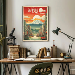 Retro Sapporo Japan Scene Vintage Travel Poster
