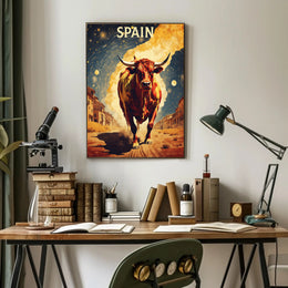 Charging Bull on Spanish Street: Cultural or Heritage Poster
