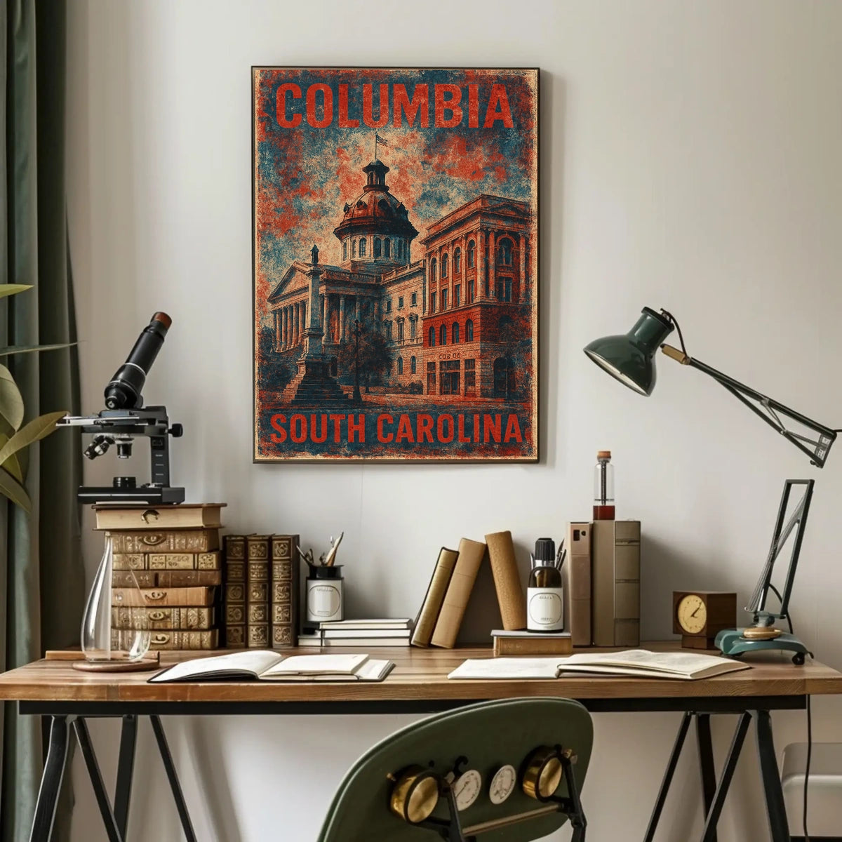 Patriotic South Carolina State House Vintage Travel Poster