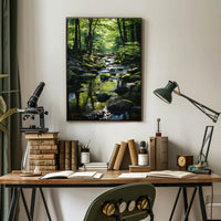 Tranquil Stream Through Lush Temperate Forest National Park Poster