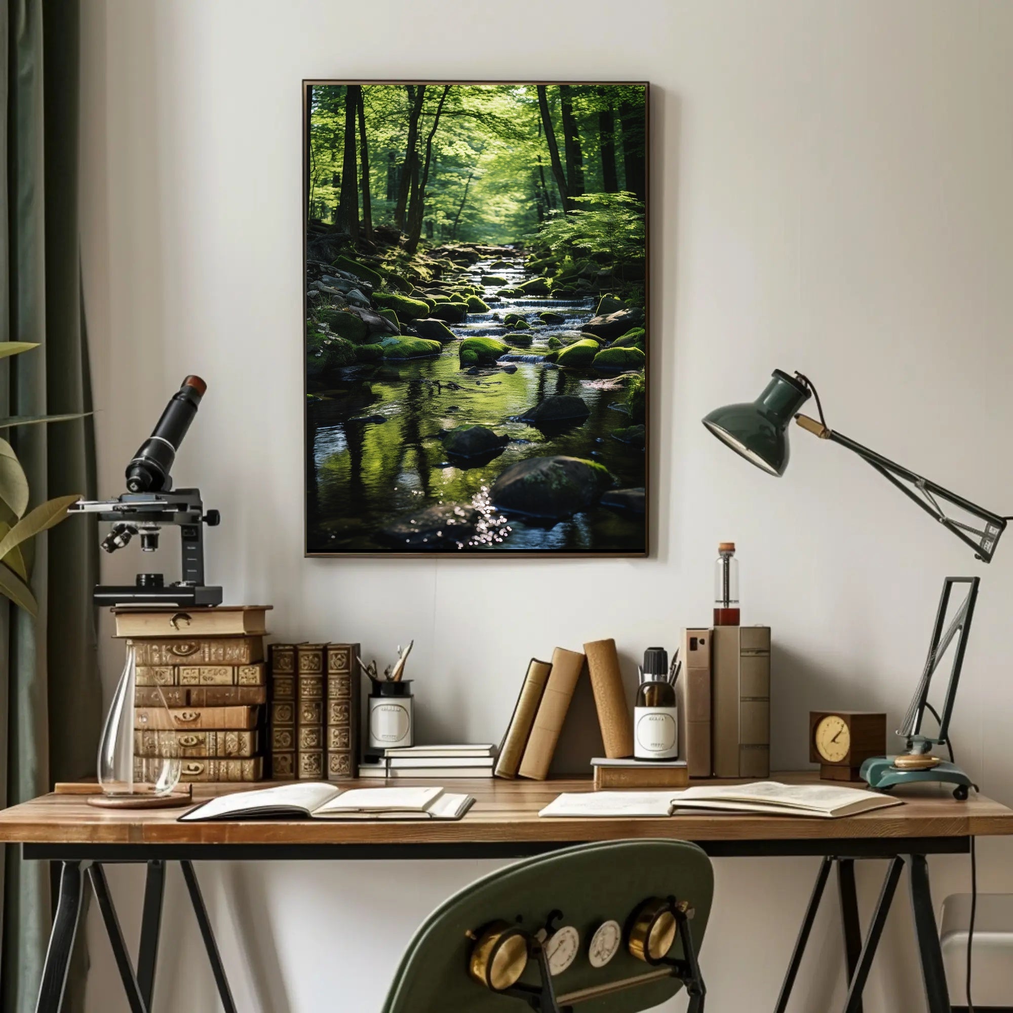 Tranquil Stream Through Lush Temperate Forest National Park Poster
