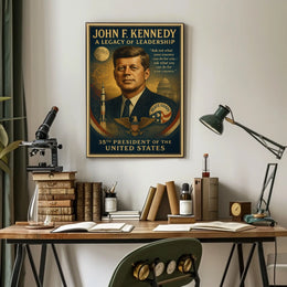 JFK Legacy Patriotic Leadership Vintage Art Poster