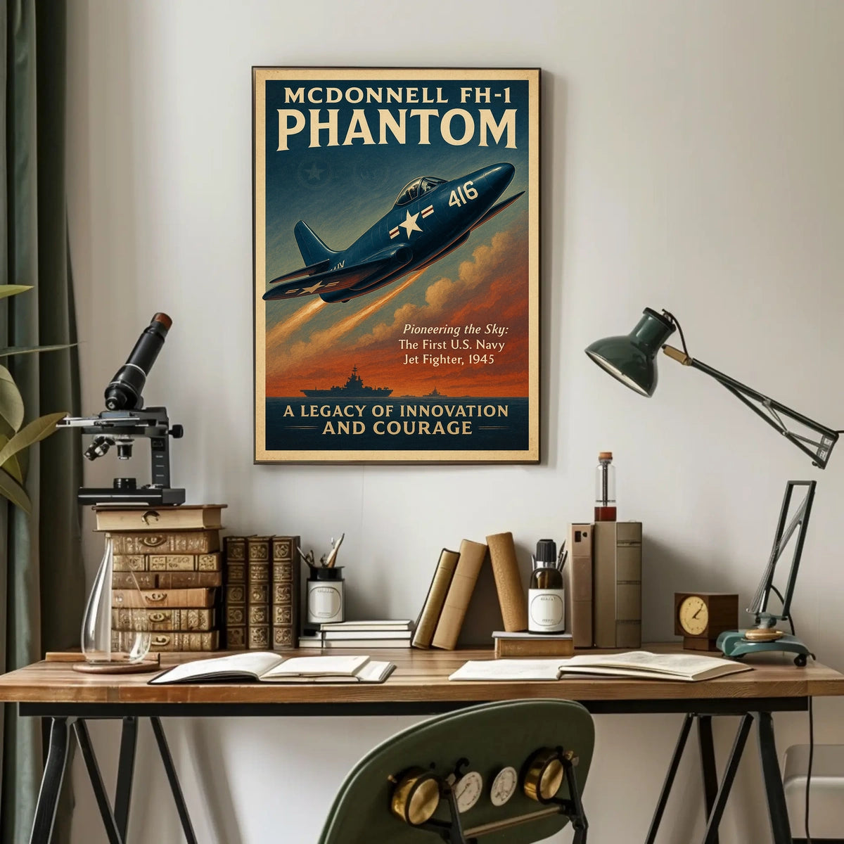 McDonnell FH-1 Phantom Vintage Aviation Poster