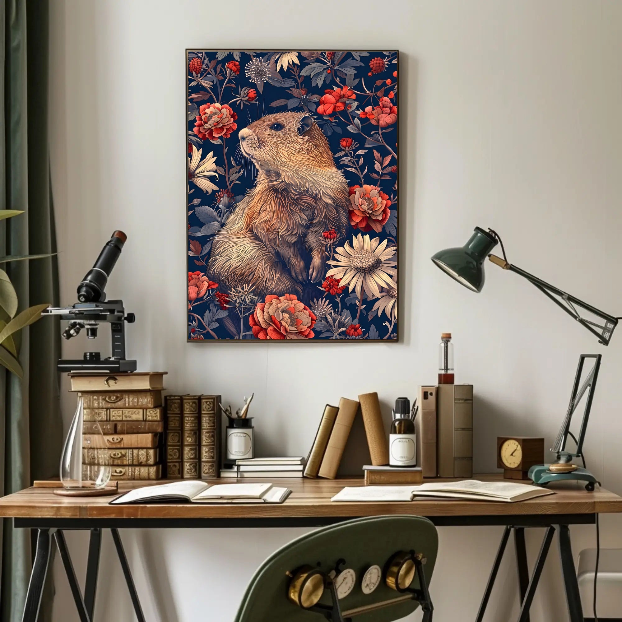 Groundhog in Blossoming Foliage Animal Poster