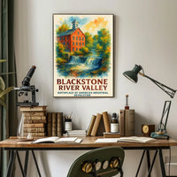 Blackstone River Valley Watercolor Historical Art Poster