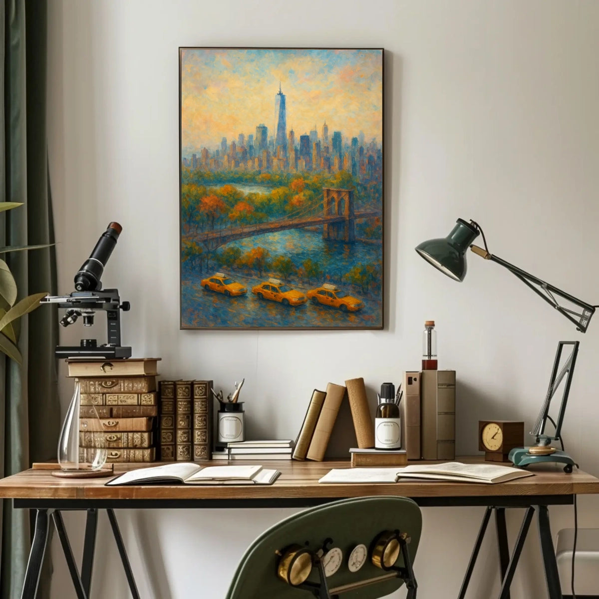 New York City Autumn Skyline Poster Abstract Wall Art