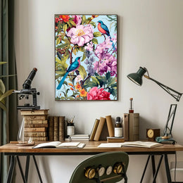 Vibrant Exotic Birds Botanical Art Animal Poster