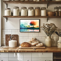 Serene Autumn Reflection Watercolor Landscape Poster