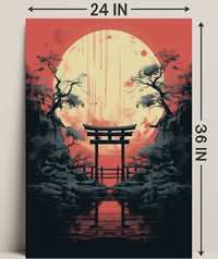 Moonlit Torii Gate Poster PosterGoat