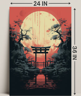 Moonlit Torii Gate Poster PosterGoat