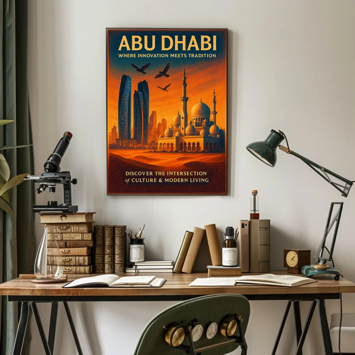 Abu Dhabi Innovation and Tradition Travel Poster