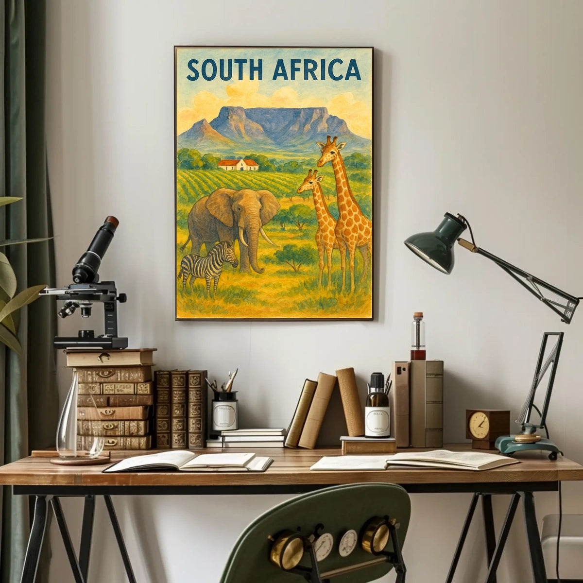 Vibrant South African Wildlife Travel Poster