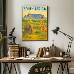 Vibrant South African Wildlife Travel Poster