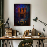 Al Khazneh Petra Travel Poster Vintage Wall Art