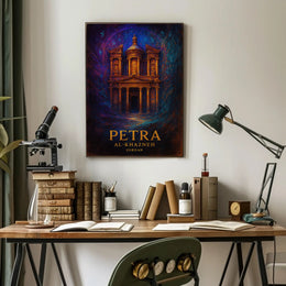 Al Khazneh Petra Travel Poster Vintage Wall Art